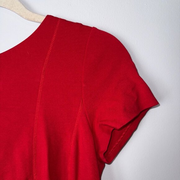 Banana Republic Red Short Sleeve A-Line Dress With Back Zip Closure Size 4 - Picture 2 of 8